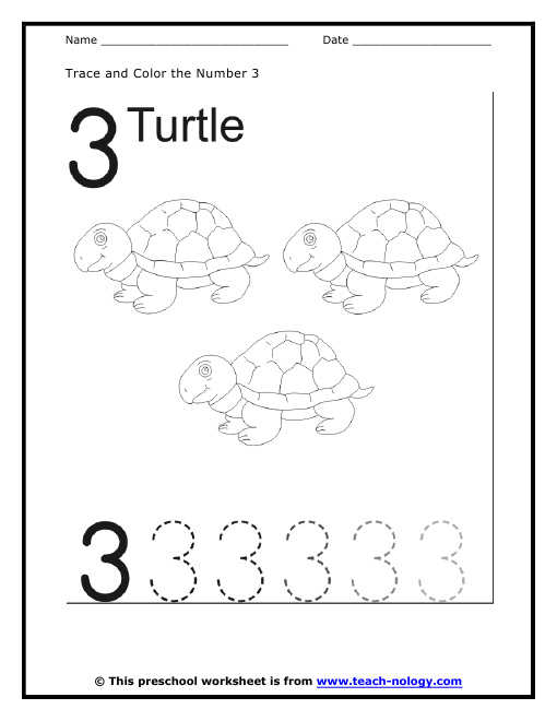 Number 3 Tracing Worksheets For Preschool Worksheets For All