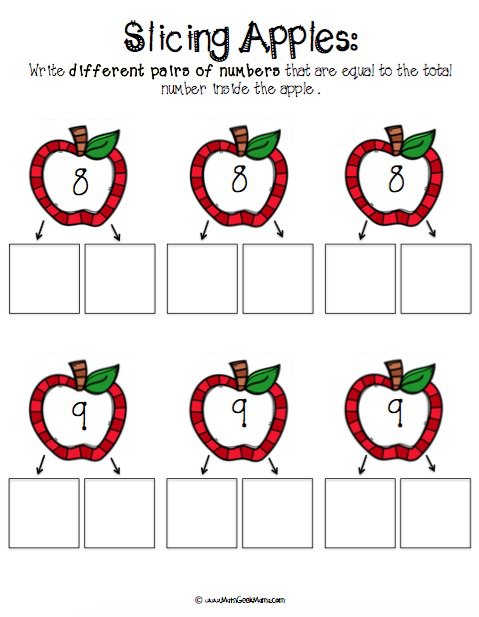 Number Bonds With Apple Slices {free Printables!}