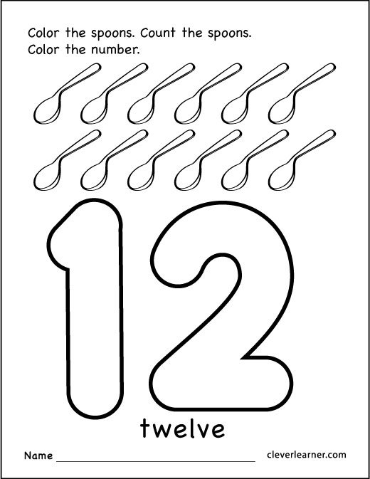 Number Twelve Writing, Counting And Identification Printable