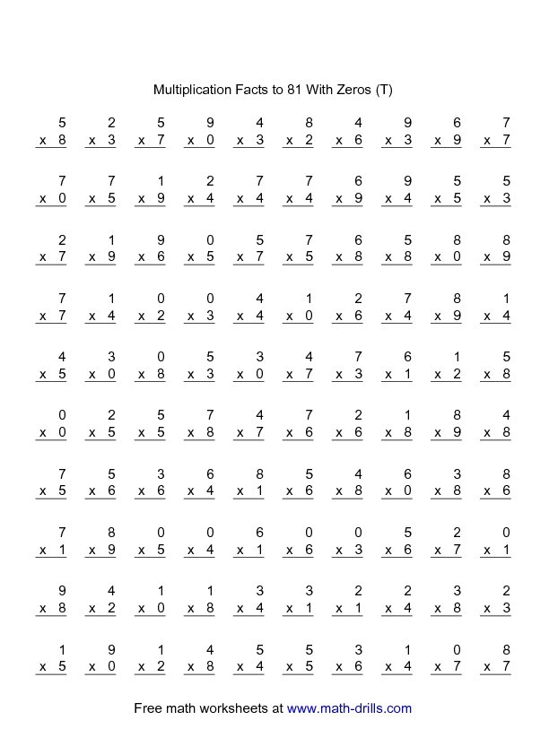 Old Fashioned 50 Multiplication Problems Elaboration