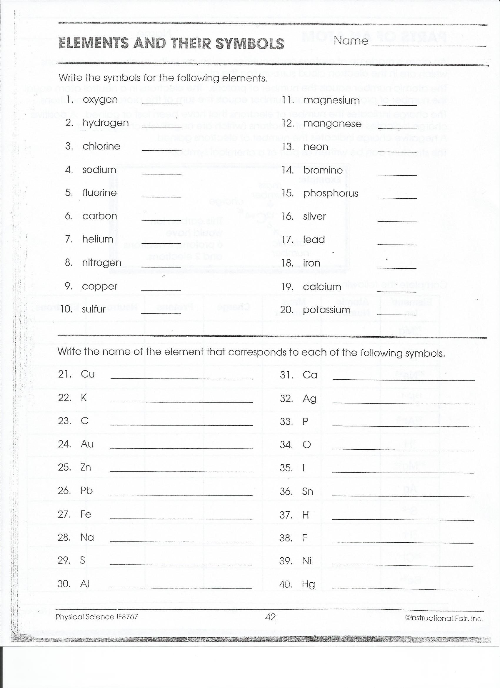 Periodically Puzzling Worksheet Answers