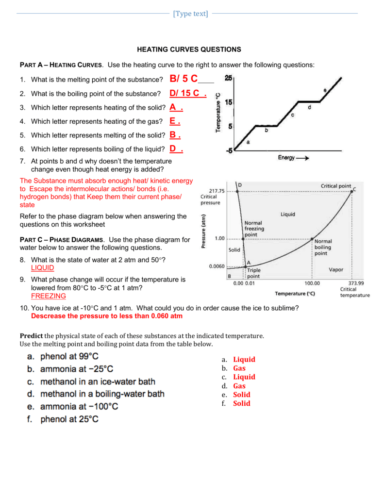 Phase Change Worksheet Pre Lab