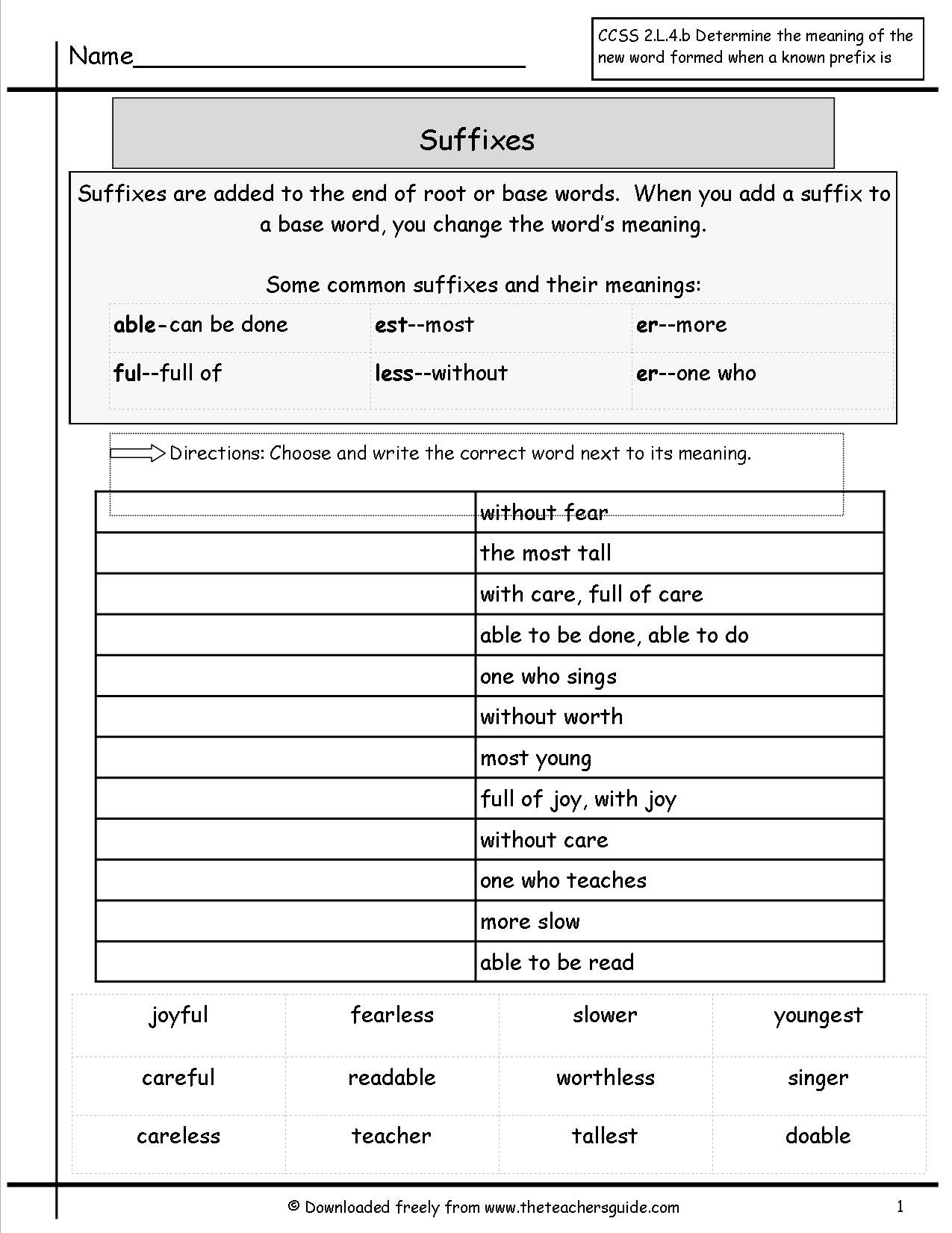 Prefix And Suffix Worksheets 4th Grade The Best Worksheets Image | Free ...