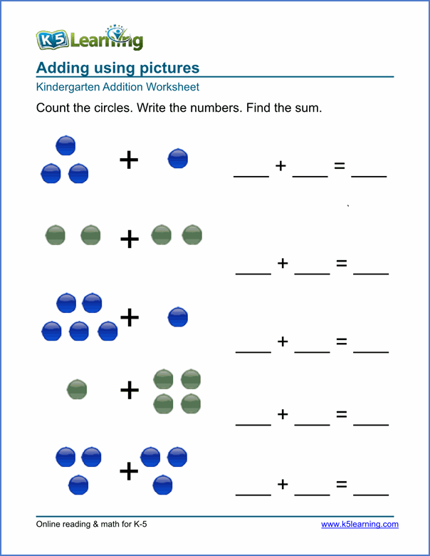Printable Math Worksheets Kindergarten Addition Worksheets For All