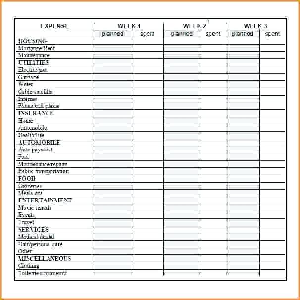 Printable Weekly Budget Worksheet