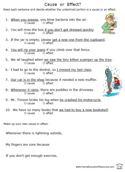 Printables  Cause And Effect Worksheets For Middle School