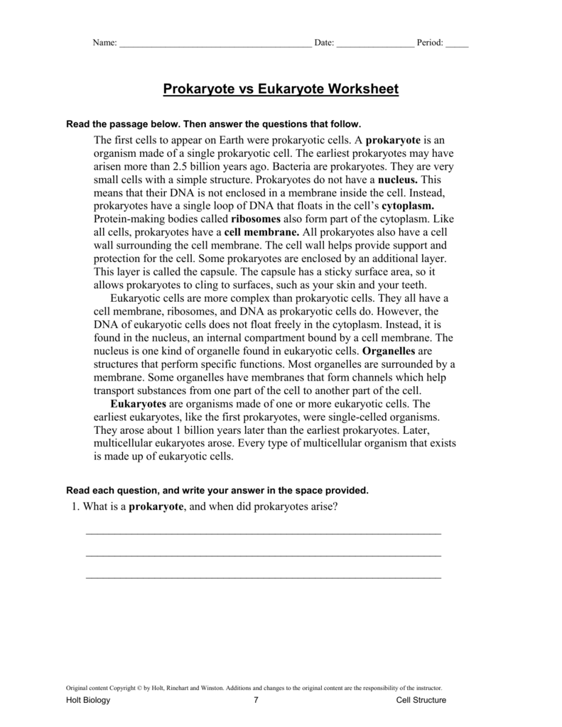 Prokaryotic And Eukaryotic Cell Worksheet The Best Worksheets