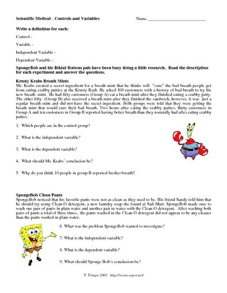 Scientific Method Unit Questions Worksheet Answer Key