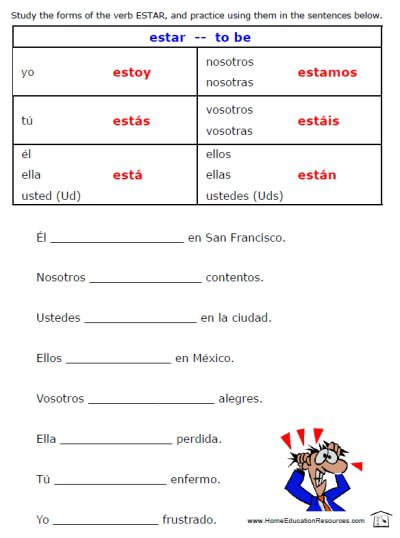 Ser And Estar Worksheet With Answers Worksheets For All