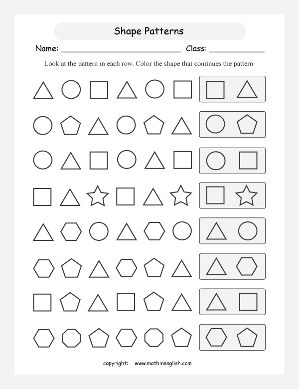 Shapes And Patterns Worksheets Worksheets For All