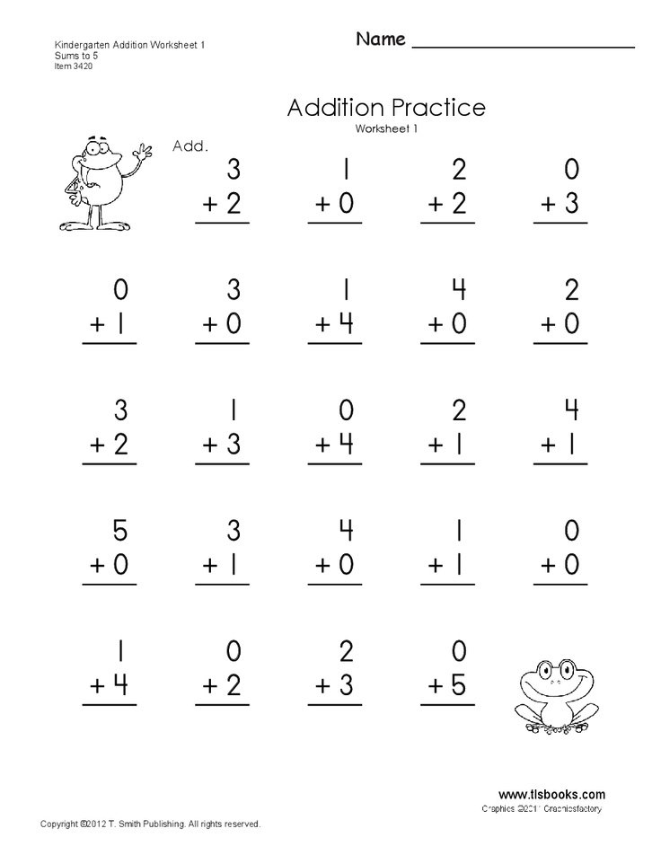 Simple Math Addition Worksheets For Kindergarten Mixed Problems