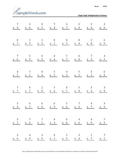 Simple Multiplication Worksheets Printable