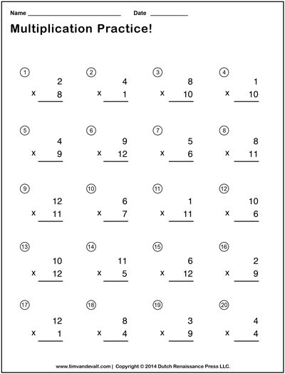 Simple Multiplication Worksheets Printable Pdf Multiplication