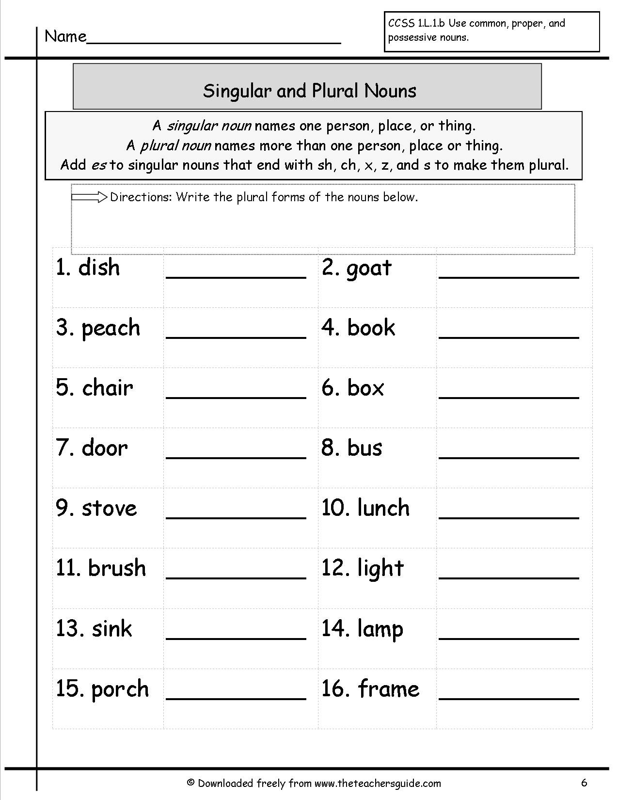 Singular And Plural Nouns Worksheet Grade 6 The Best Worksheets
