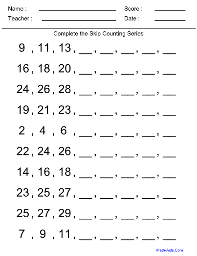 Skip Counting Kindergarten Worksheet