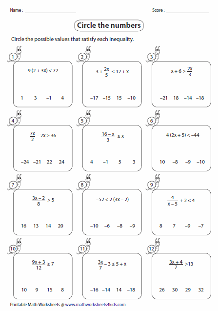Solving Multi Step Inequalities Worksheet