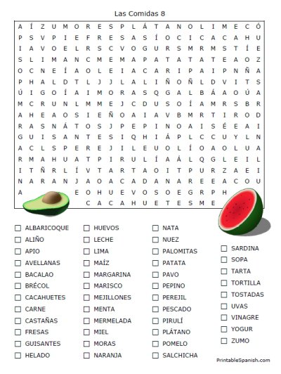 Spanish Food Worksheets