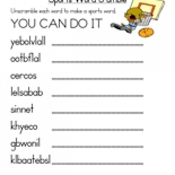Sports Worksheets For Elementary