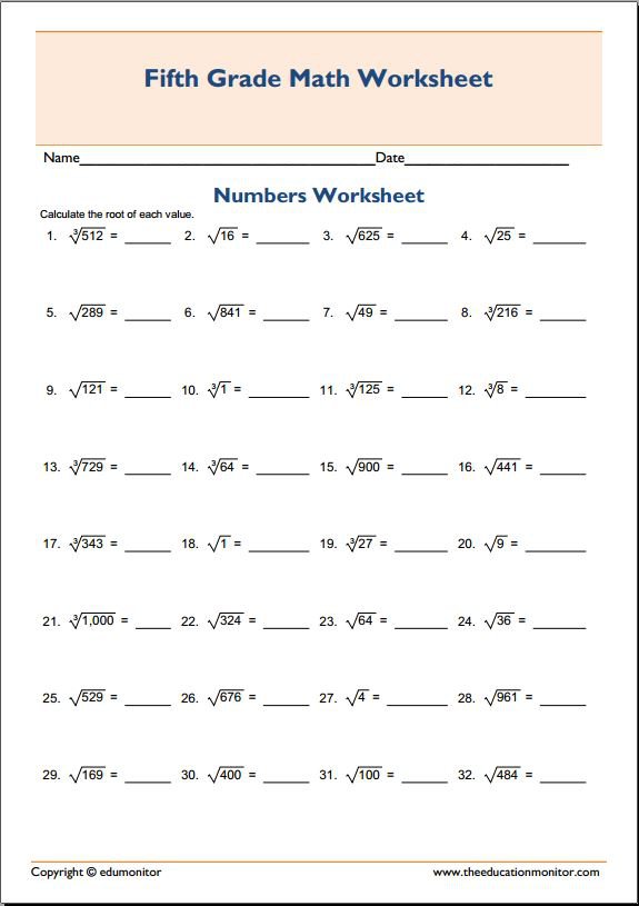 Square Root Worksheets 8th Grade Worksheets For All