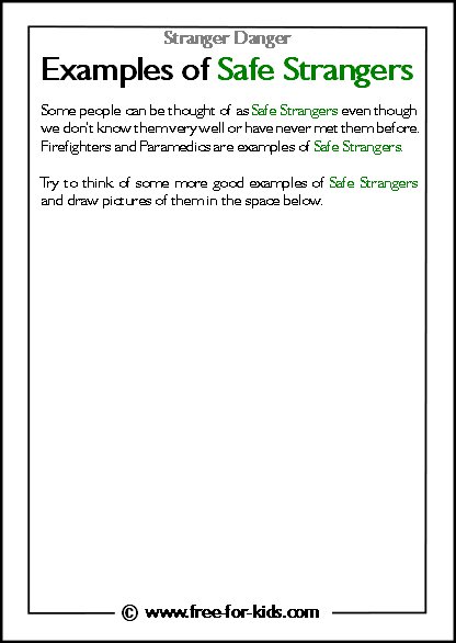 Stranger Danger Worksheets And Colouring Pages