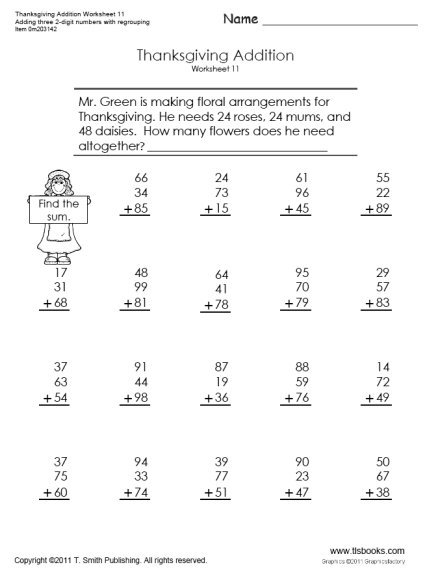 Thanksgiving Math Worksheets For 2nd Grade Worksheets For All