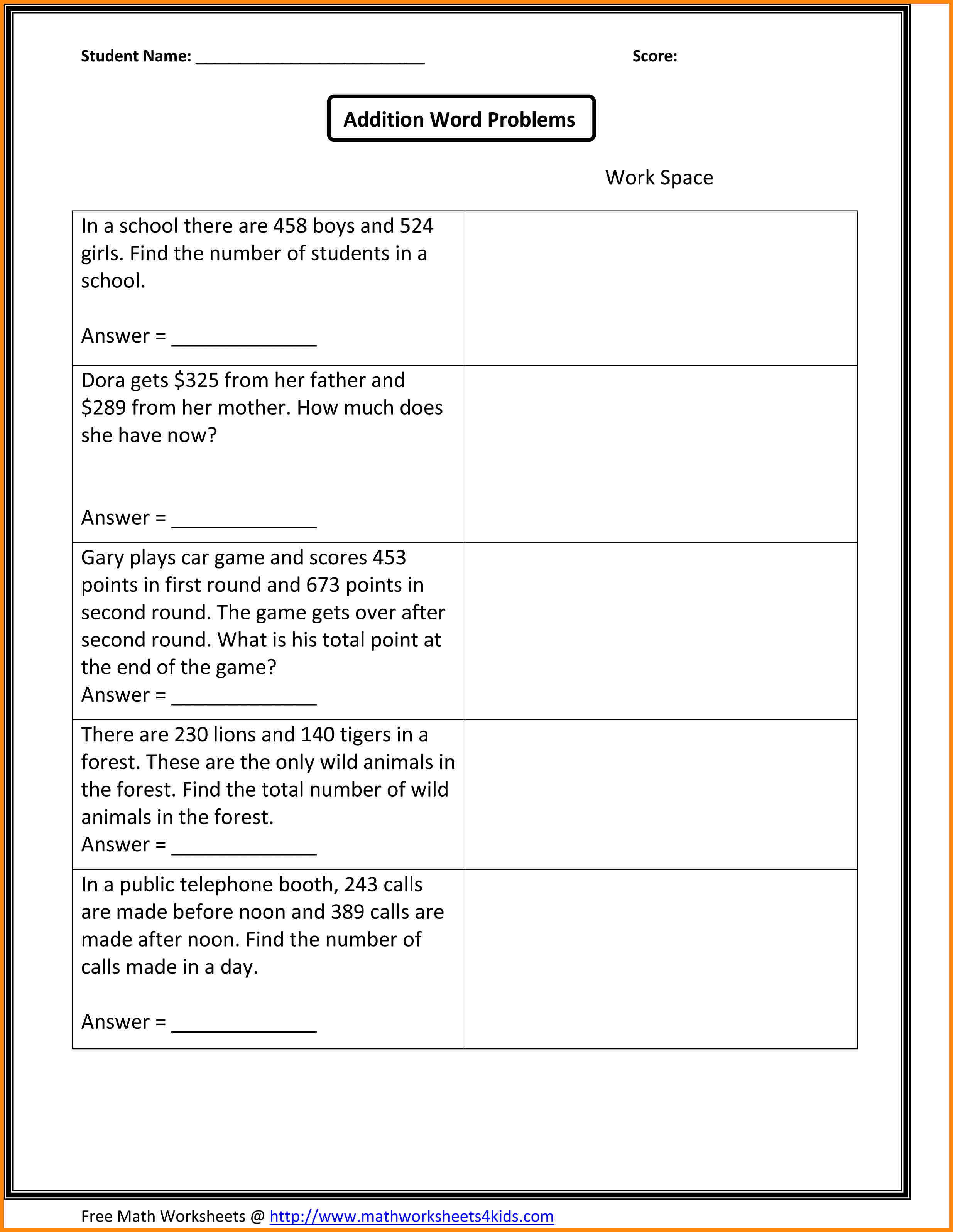 Third Grade Math Word Problems Worksheets Free Lovely Math Word