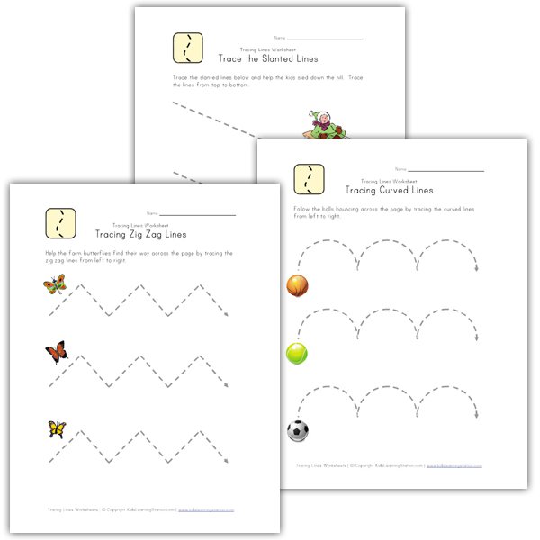 Tracing Lines Worksheets For Kids