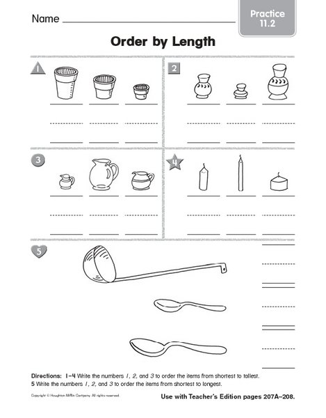 Transform Ordering Length Worksheets First Grade About Order By