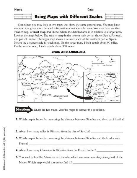 Using Map Scale Worksheets Worksheets For All
