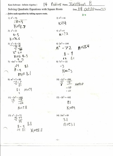 Using Formula Worksheet Using The Quadratic Formula Worksheet Worksheets For All | Free ...
