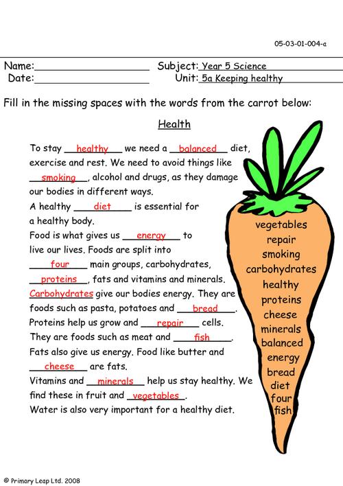 Vitamins And Minerals Worksheet Worksheets For All