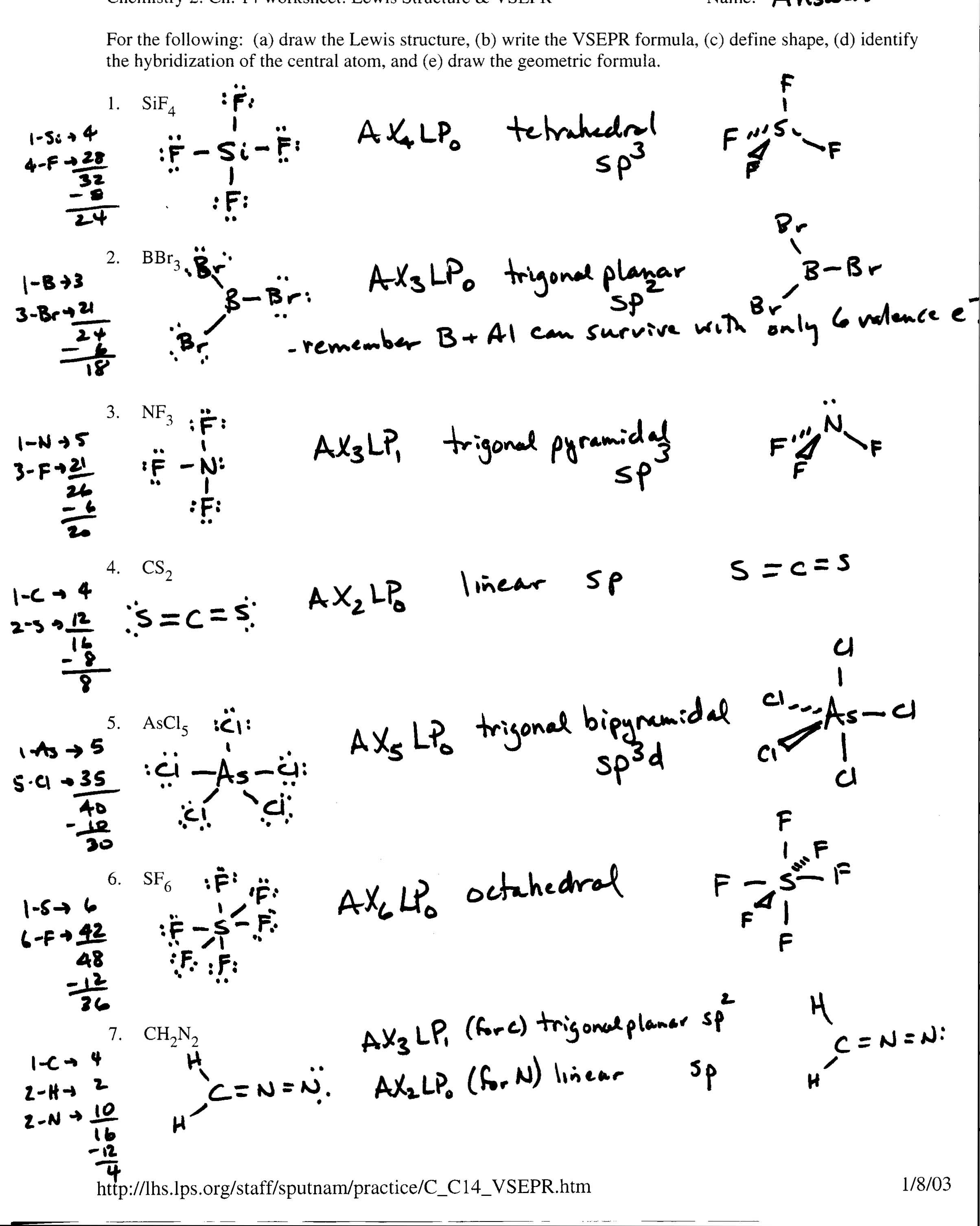 Vsepr Worksheet With Answers The Best Worksheets Image Collection