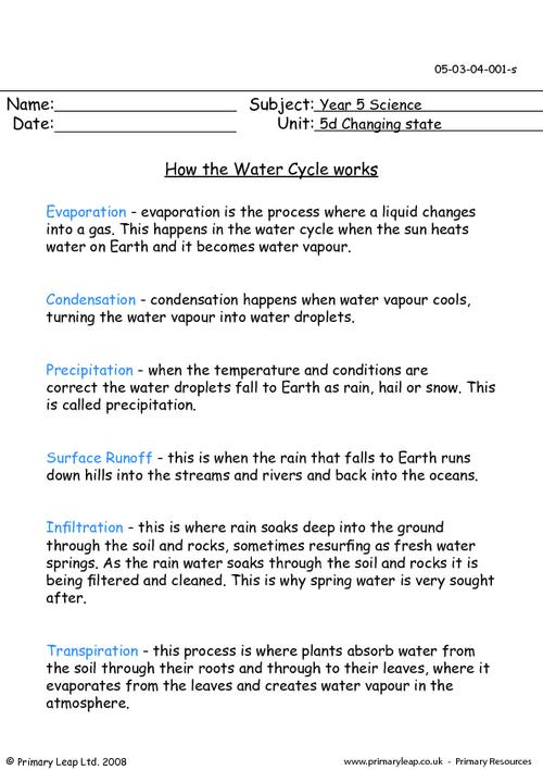 Water Cycle Worksheet Answers Worksheets For All