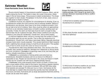 Weather Worksheets 4th Grade