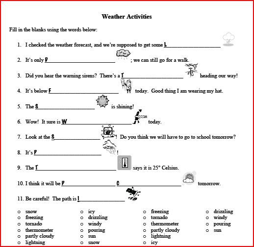 Weather Worksheets For 2nd Grade