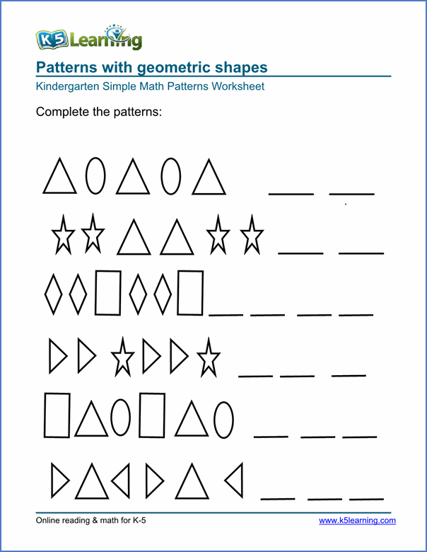 Worksheet For Kindergarten Patterns | Free Worksheets Samples