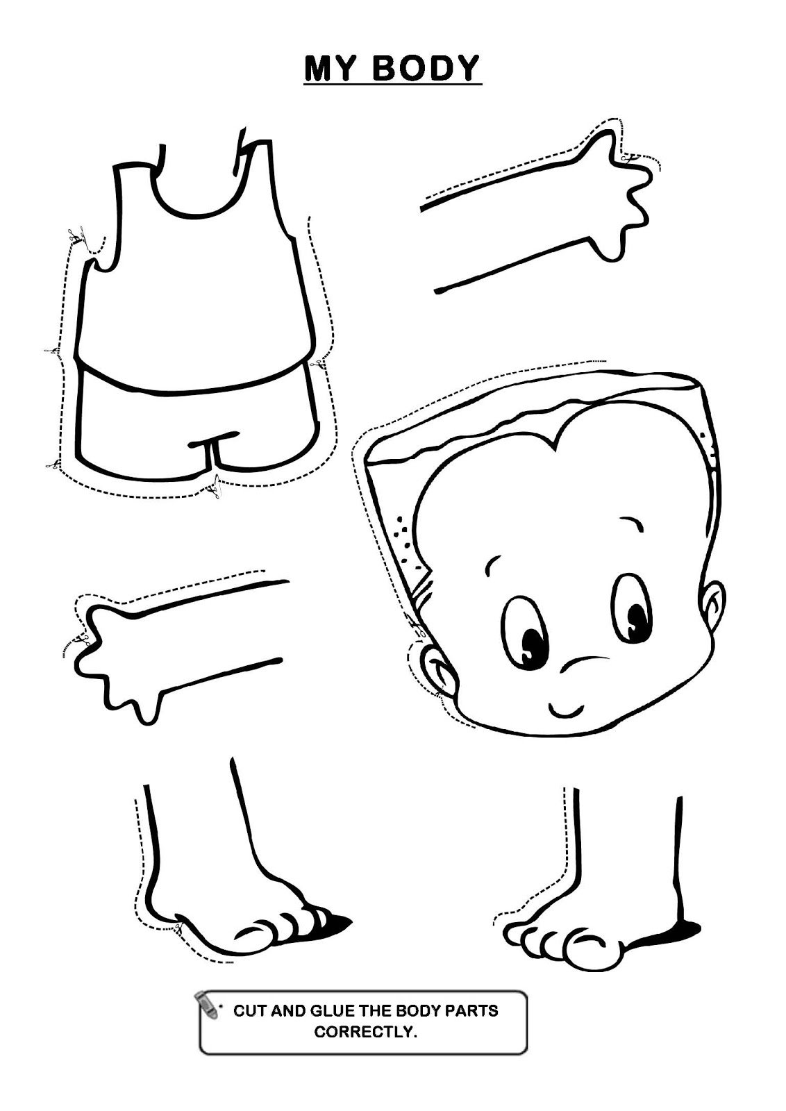 Worksheets For Parts Of The Body For Kindergarten
