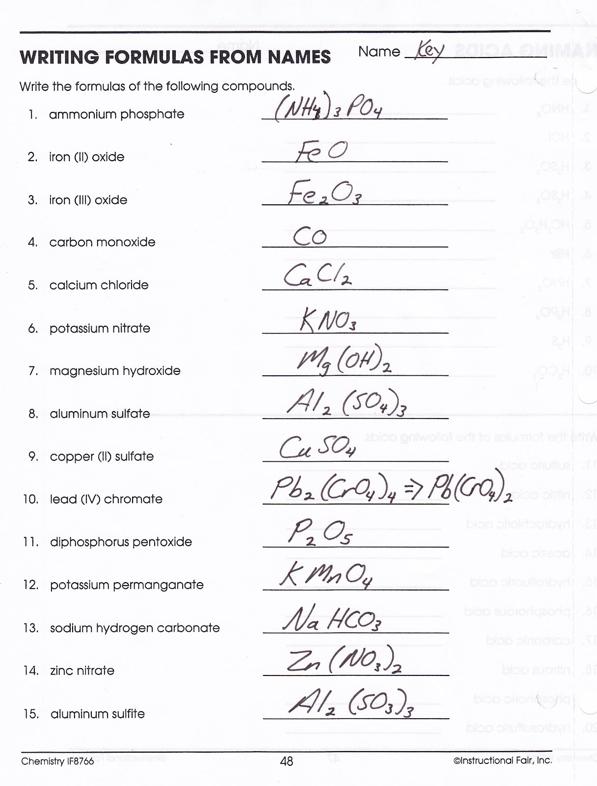 Writing Chemical Formulas Worksheet Doc