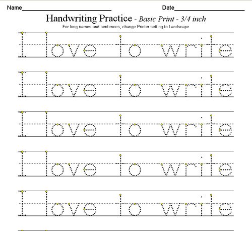 Writing Practice For Kindergarten Free
