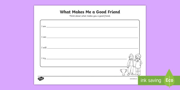 Year 1 What A Good Friend Worksheet   Activity Sheet