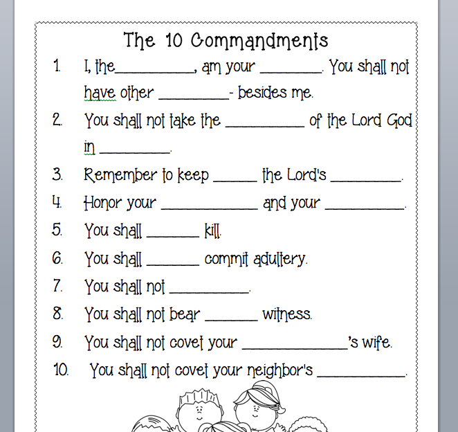 10 Commandments Activity Sheets Free Printable Ten Commandments