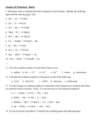 28467584 Jpg Redox Reactions Worksheet