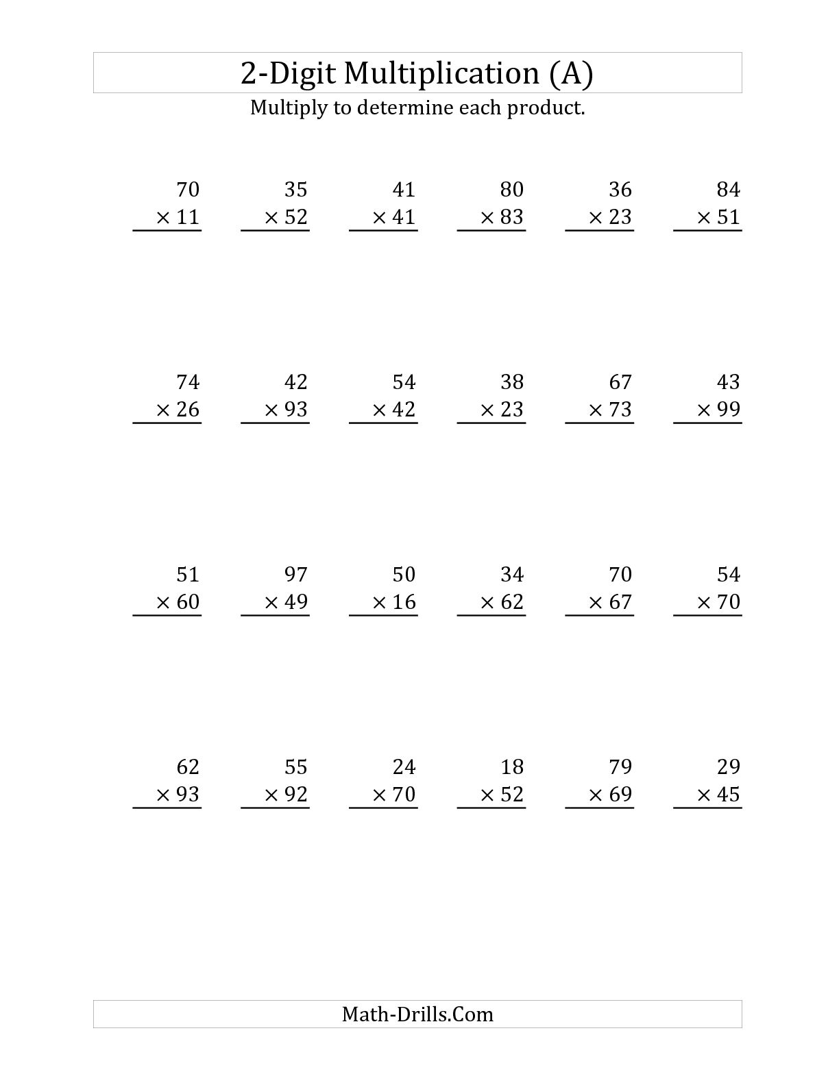 2 Digit By 2 Digit Multiplication Worksheet The Best Worksheets