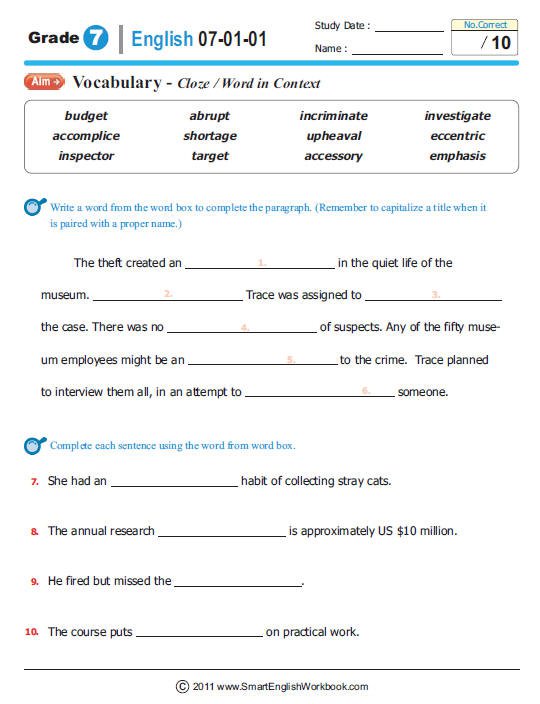 7th Grade Language Arts Worksheets 7th Grade Language Arts