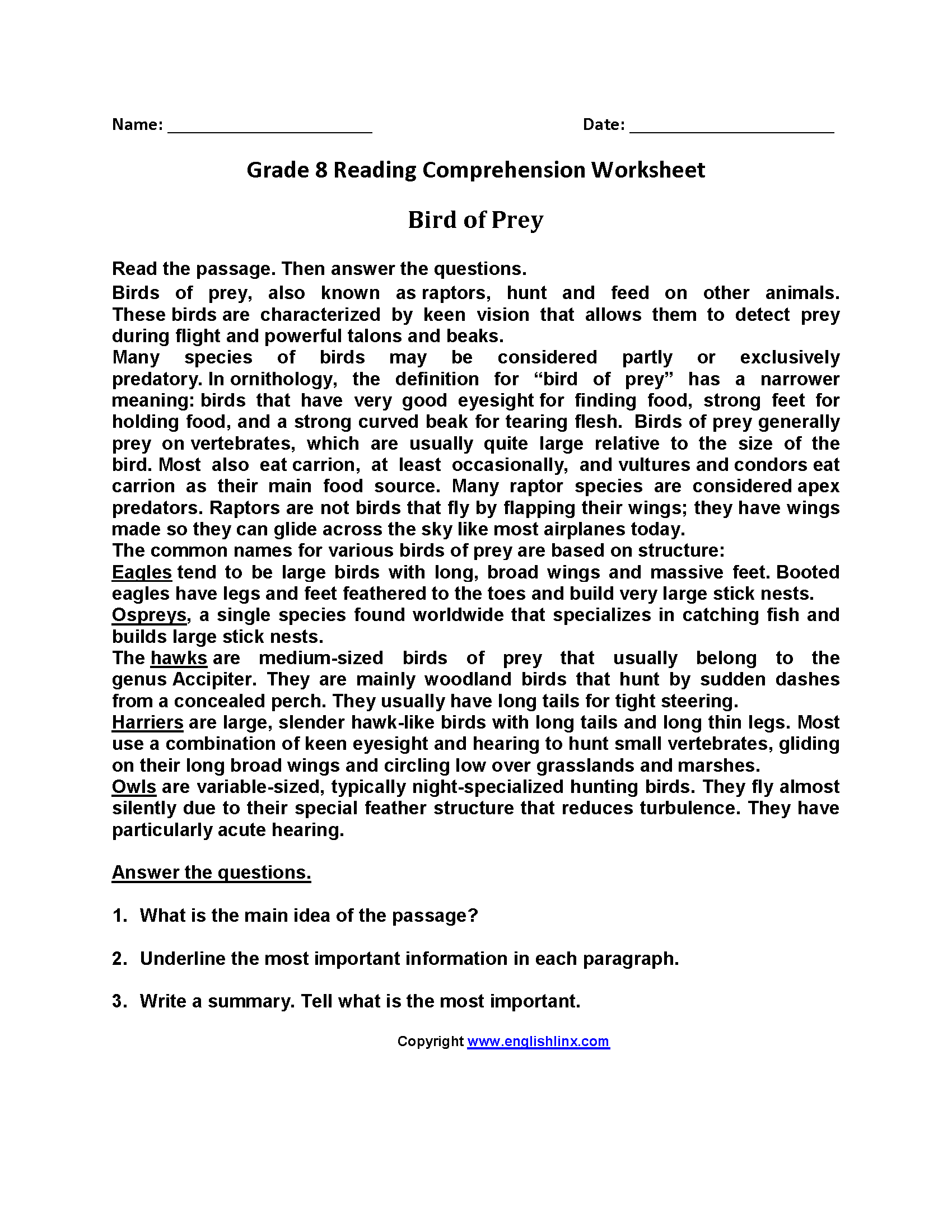 8th Grade Reading Worksheets The Best Worksheets Image Collection