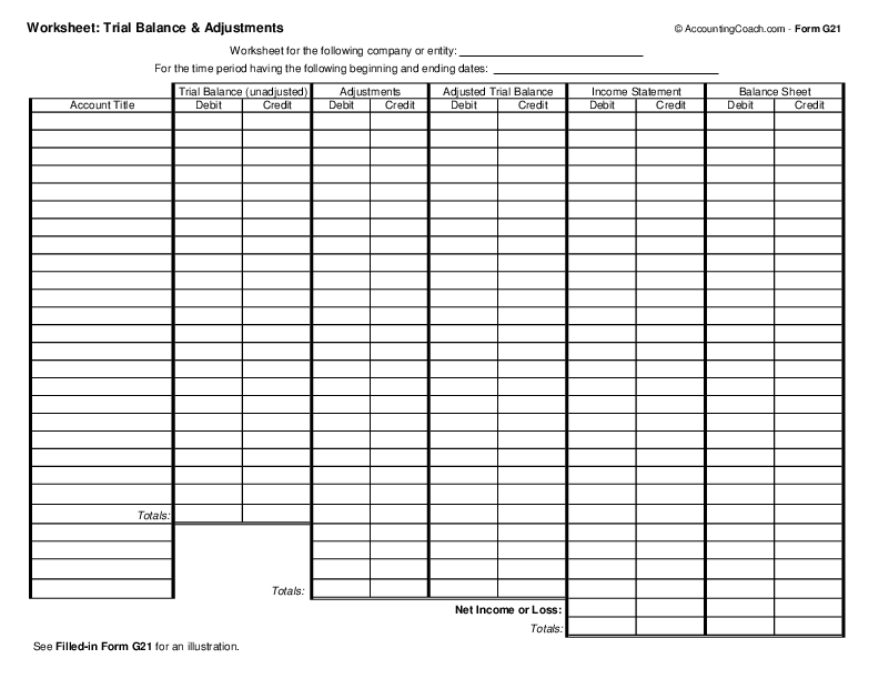 Accounting Worksheet Template Excel Accounting Worksheet