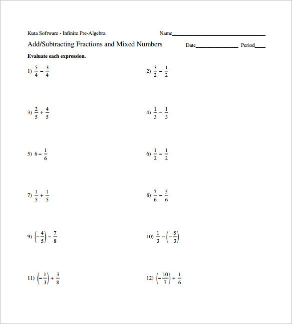 Adding And Subtracting Fractions Worksheets 15 Adding And