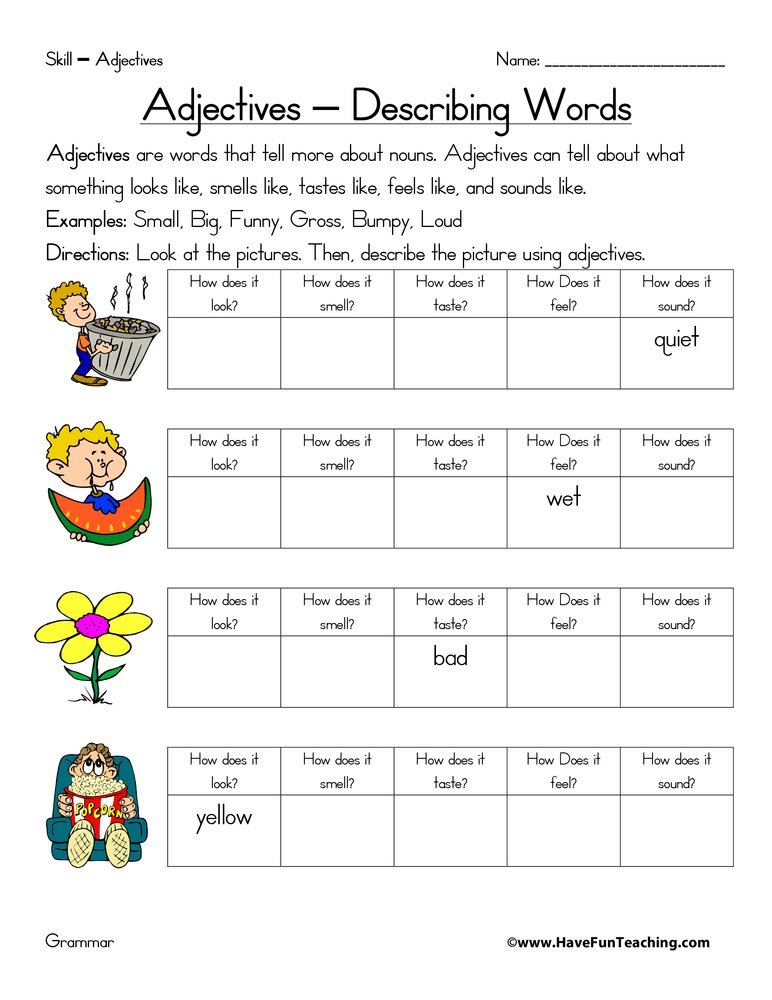 Adjectives Worksheets Amazing Adjectives Worksheet Free To Print