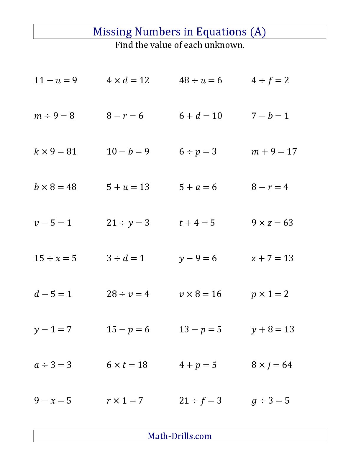 Algebra Worksheets Worksheet | Free Worksheets Samples