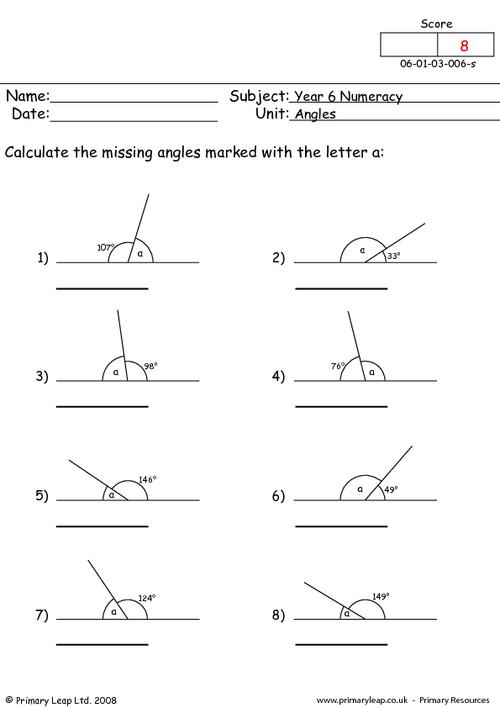 Angles Worksheet Year 5